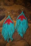 Turq/Red Thunderbird Beaded Earrings 