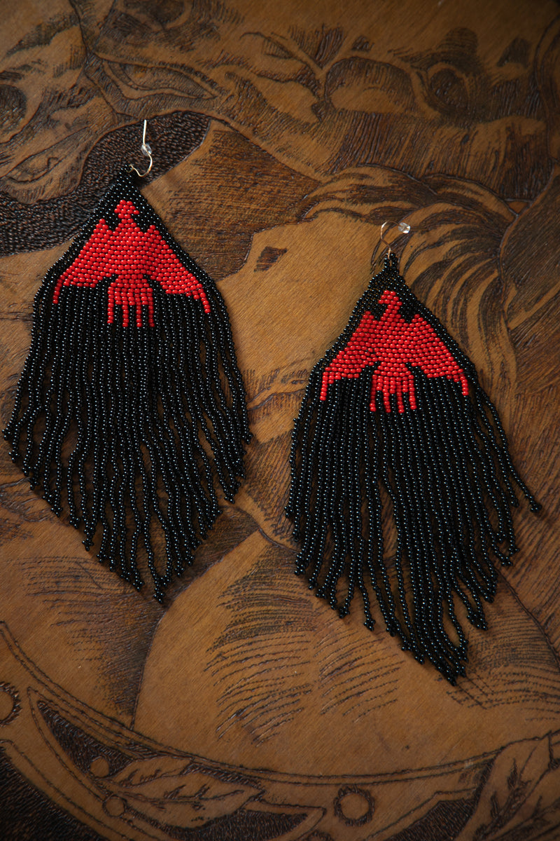 Black Thunderbird Beaded Earrings 