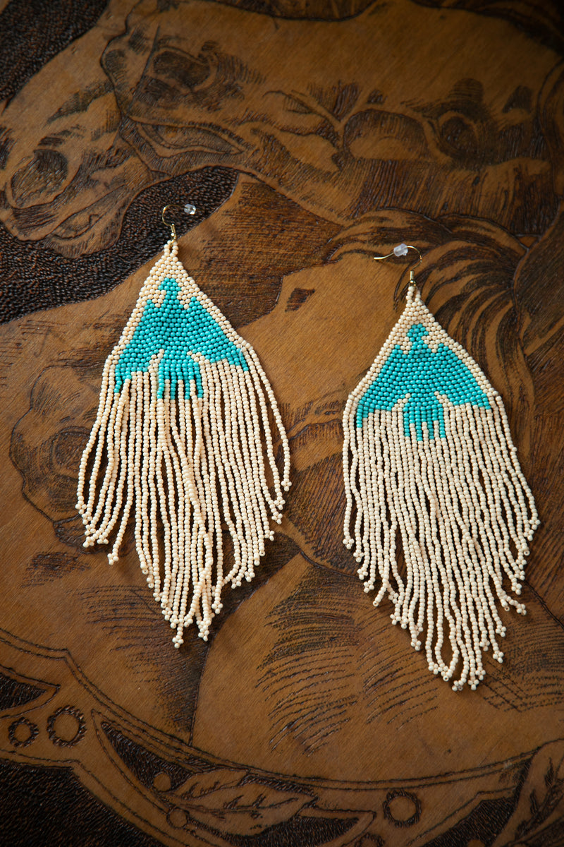 Cream Thunderbird Beaded Earrings 